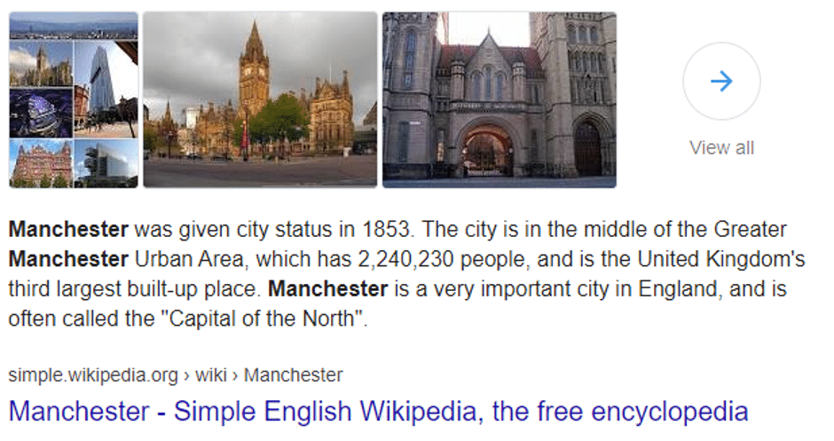 manchester featured snippet