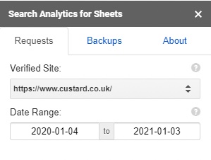 search analytics for sheets